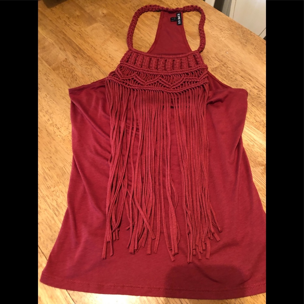 Express Fringed Front Summer Top NEW